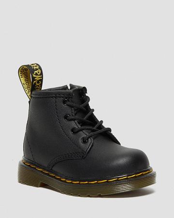 Kids' Dr Martens Infant 1460 Softy T Leather Lace Up Boots Black | AU 672JPQ